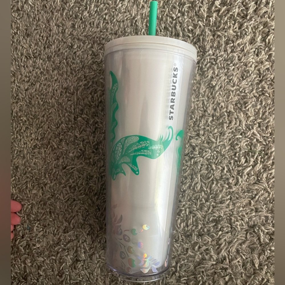 Starbucks Iridescent Tumbler with Green Accents